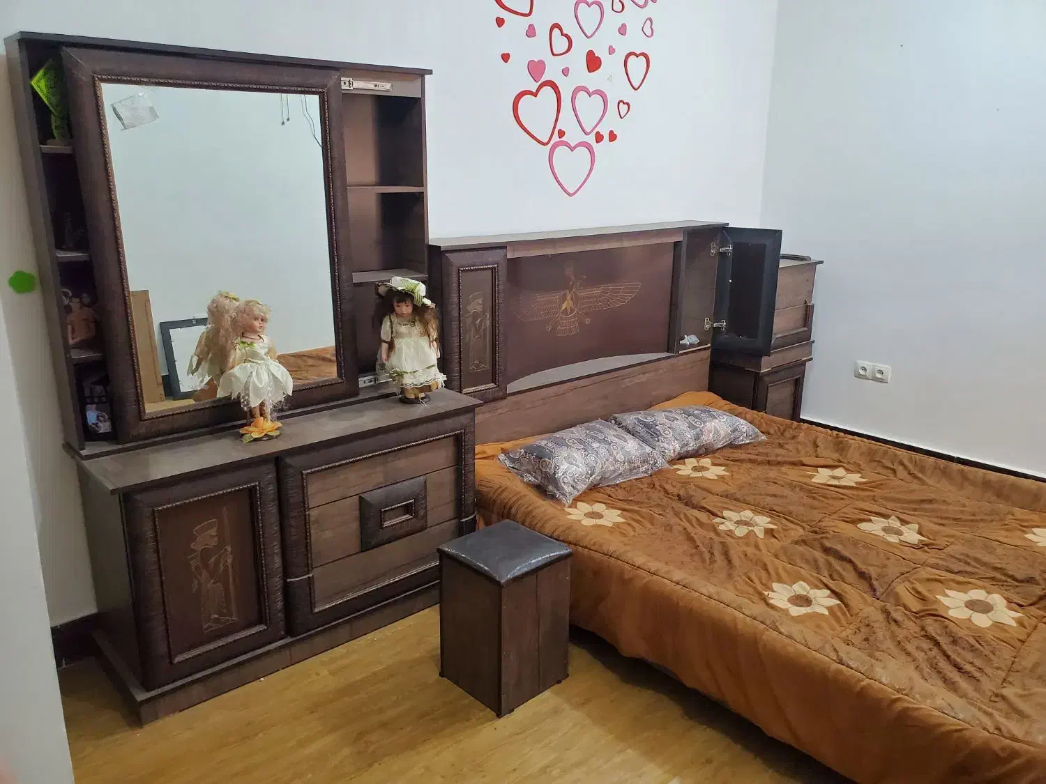 فروش سرویس خواب دو نفره|تخت و سرویس خواب|لامرد, |دیوار