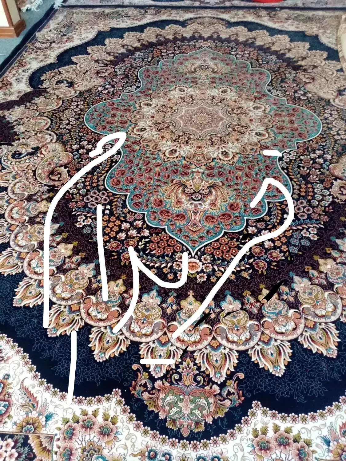 فرش 12متری سرمه ای طرح ارکیده|فرش|بروجرد, |دیوار