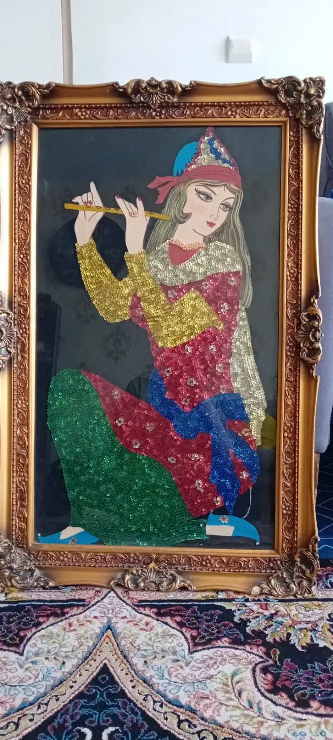 تابلو مجنوق وپولک دوزی شده|تابلو، نقاشی، عکس|تهران, خاک سفید|دیوار