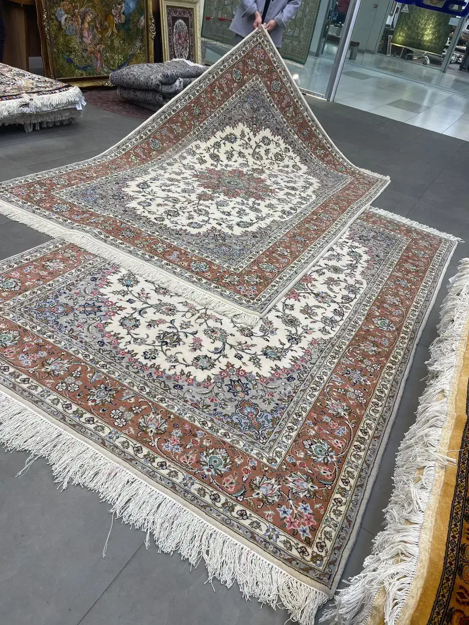 فرش دستباف (بساک)جفت ۶ متری کاشان حاشیه پیازی|فرش|کرج, نوروزآباد|دیوار