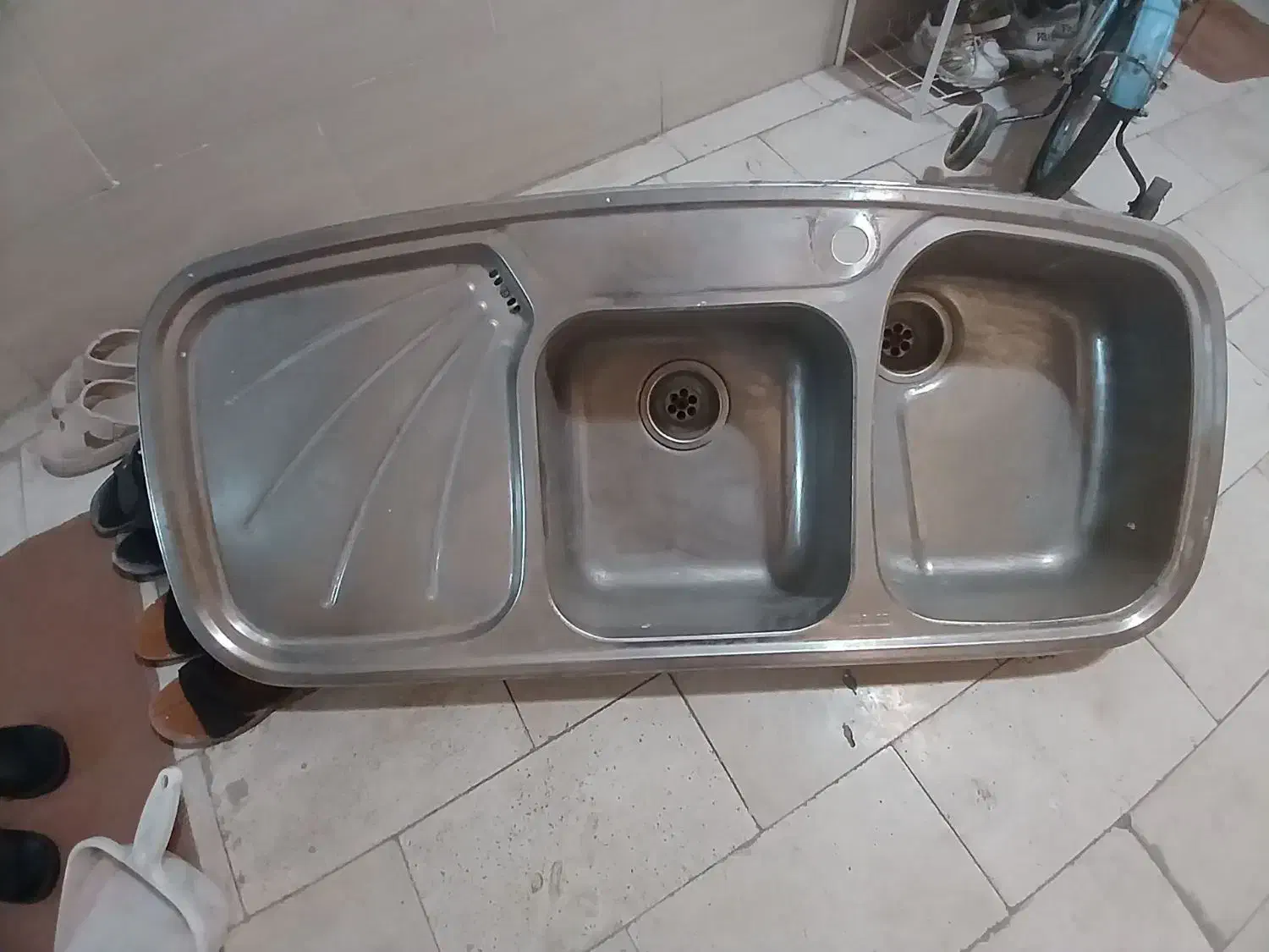 سینک دو لگن|آب‌چکان و نظم‌دهنده ظروف|فشاپویه, |دیوار