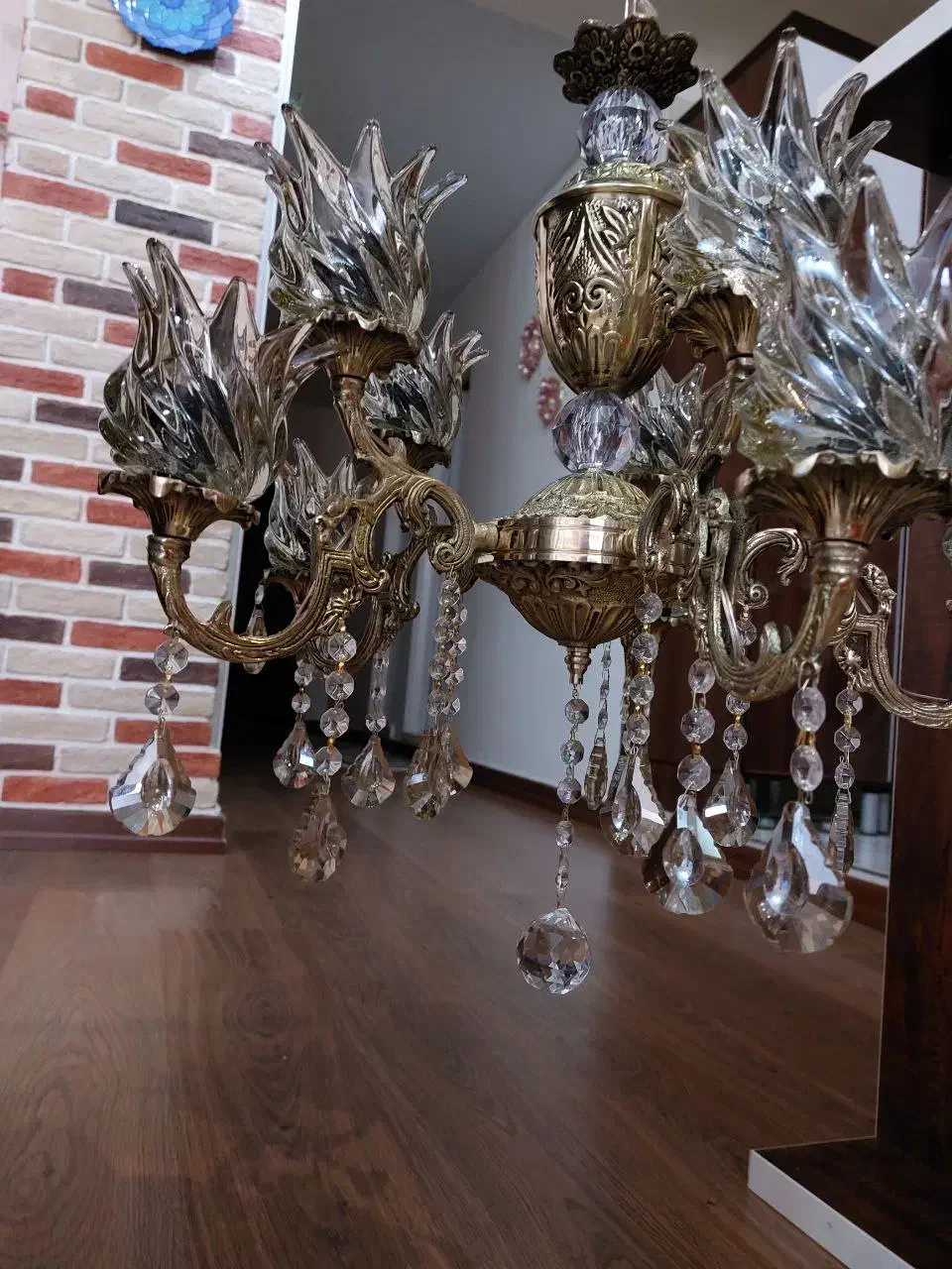 یک عدد لوستر برنز ده شعله آکبند|لوستر و چراغ آویز|کرمانشاه, |دیوار