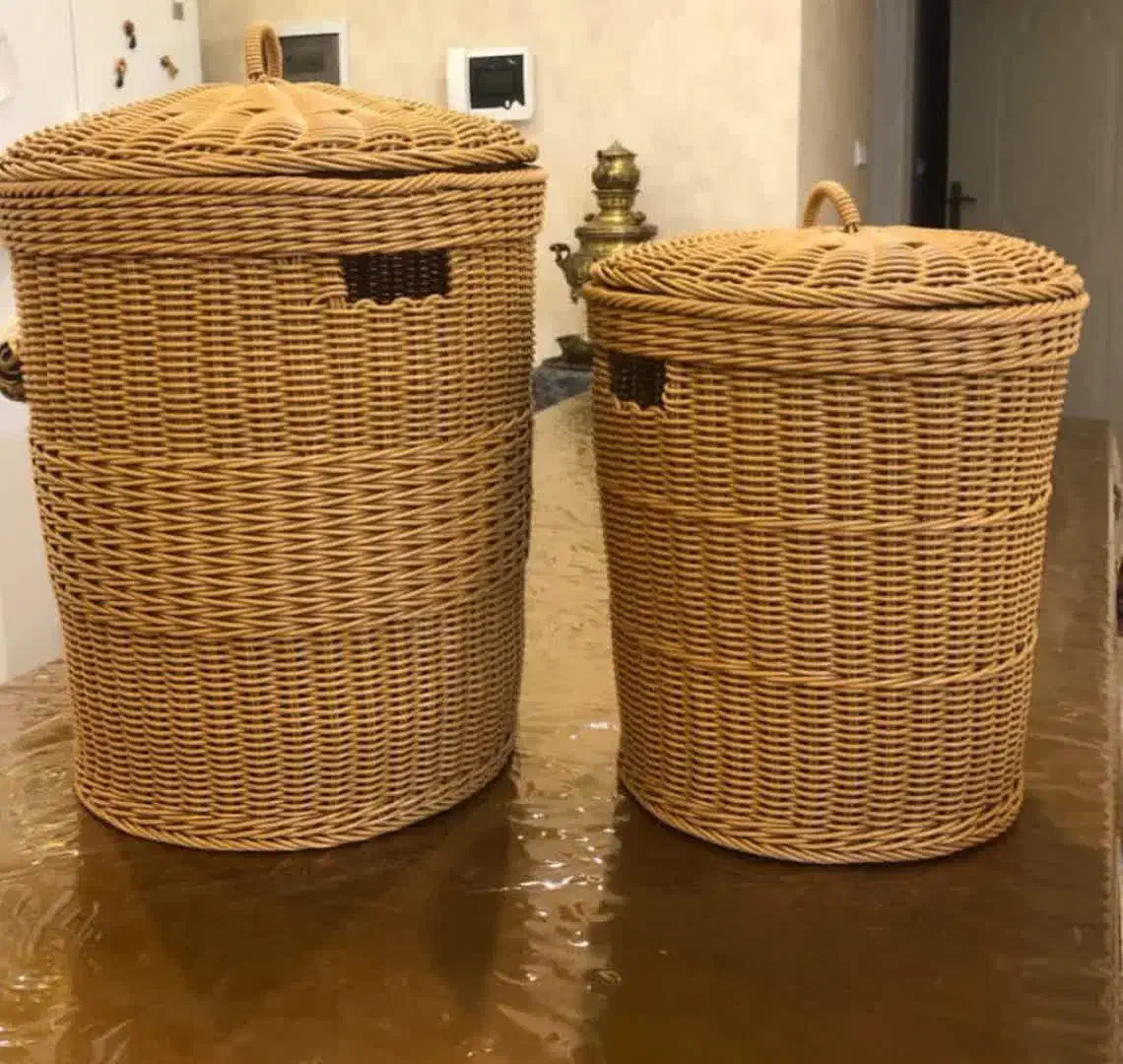 سبد حصیری با مفتول|صنایع دستی و سایر لوازم تزئینی|فرمهین, |دیوار