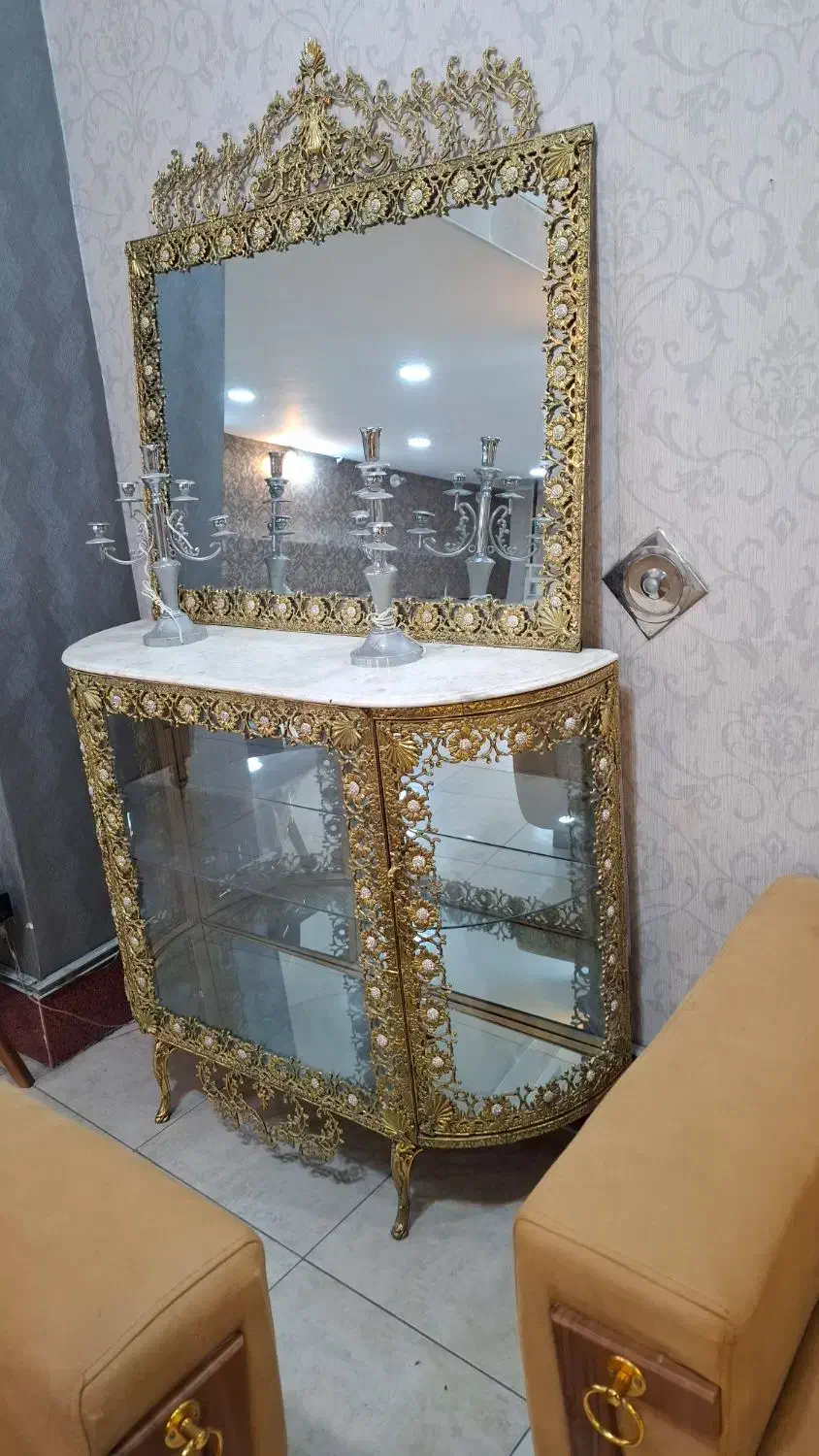 آیینه کنسول  برنز شرکتی اصلی نو به صورت چک و نغد|بوفه، ویترین، کنسول|مراغه, |دیوار