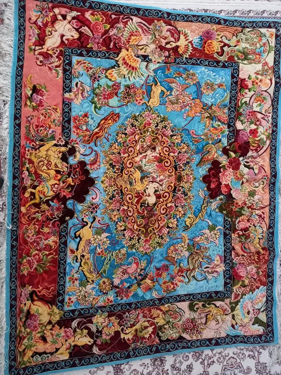 تابلوفرش چله ابریشم|تابلو فرش|کرمانشاه, |دیوار