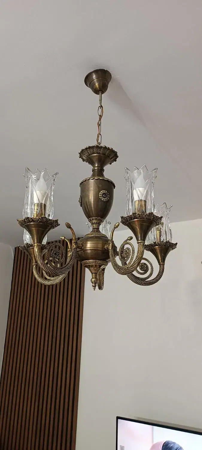 لوستر برنز ۵ شاخه|لوستر و چراغ آویز|فردیس, فردیس|دیوار