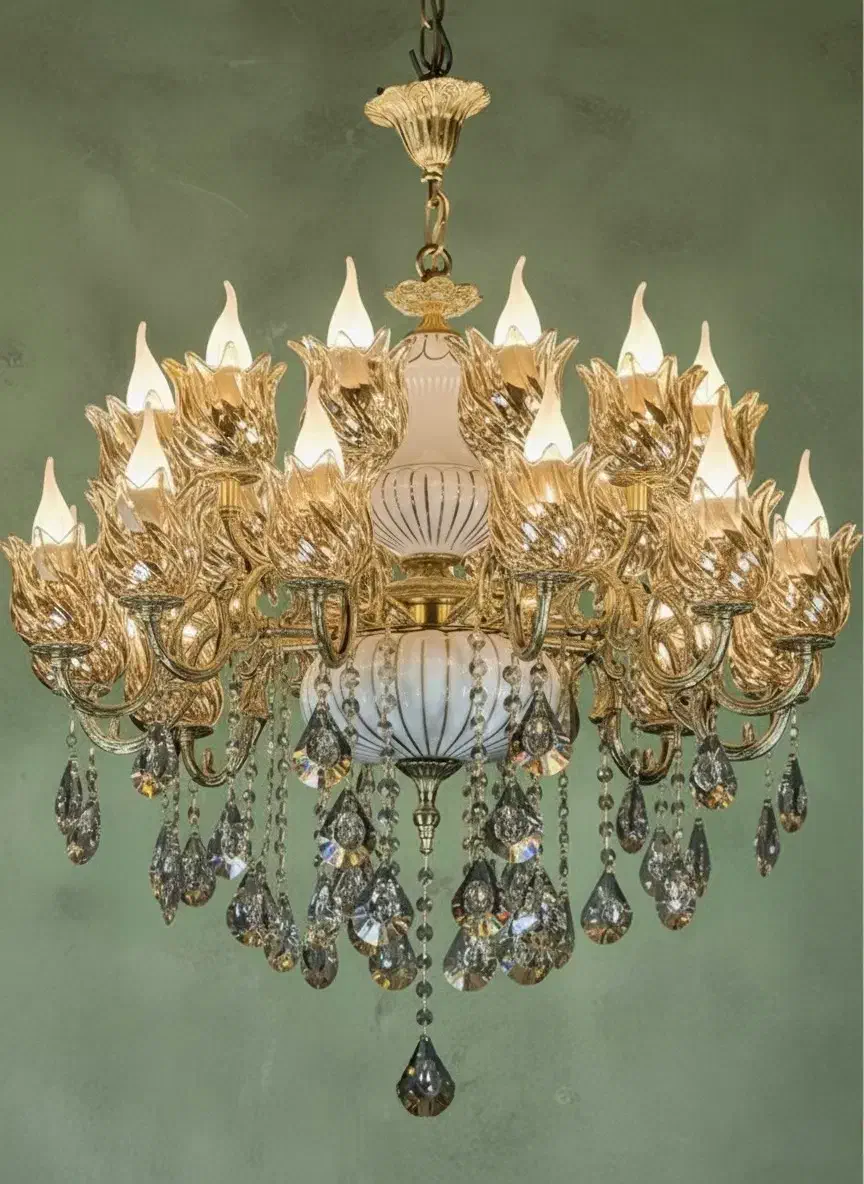 لوستر 28 شعله / طرح تعویض لوستر کهنه برنج با نو|لوستر و چراغ آویز|تهران, نعمتآباد|دیوار