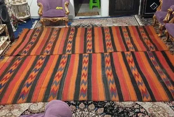 جاجیم پشم گوسفند قدمت دار|گلیم، جاجیم، گبه|احمدآبادمستوفی, |دیوار