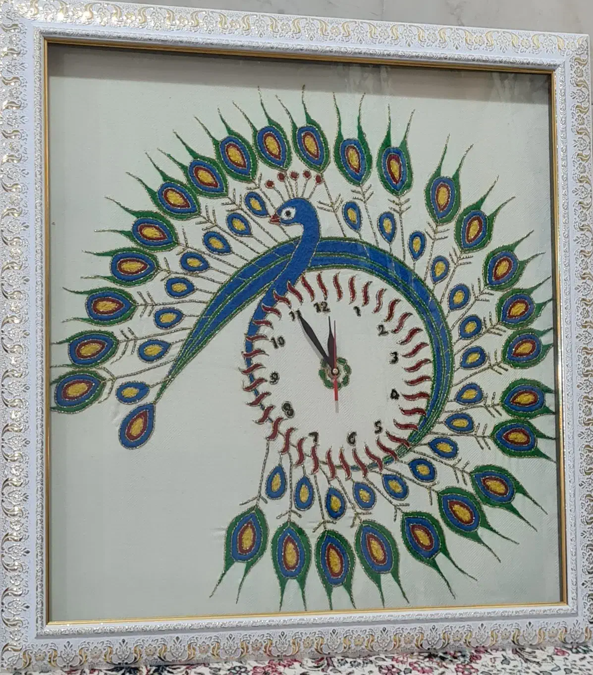 پته ساعت طاووس|ساعت دیواری و تزئینی|بافت, |دیوار