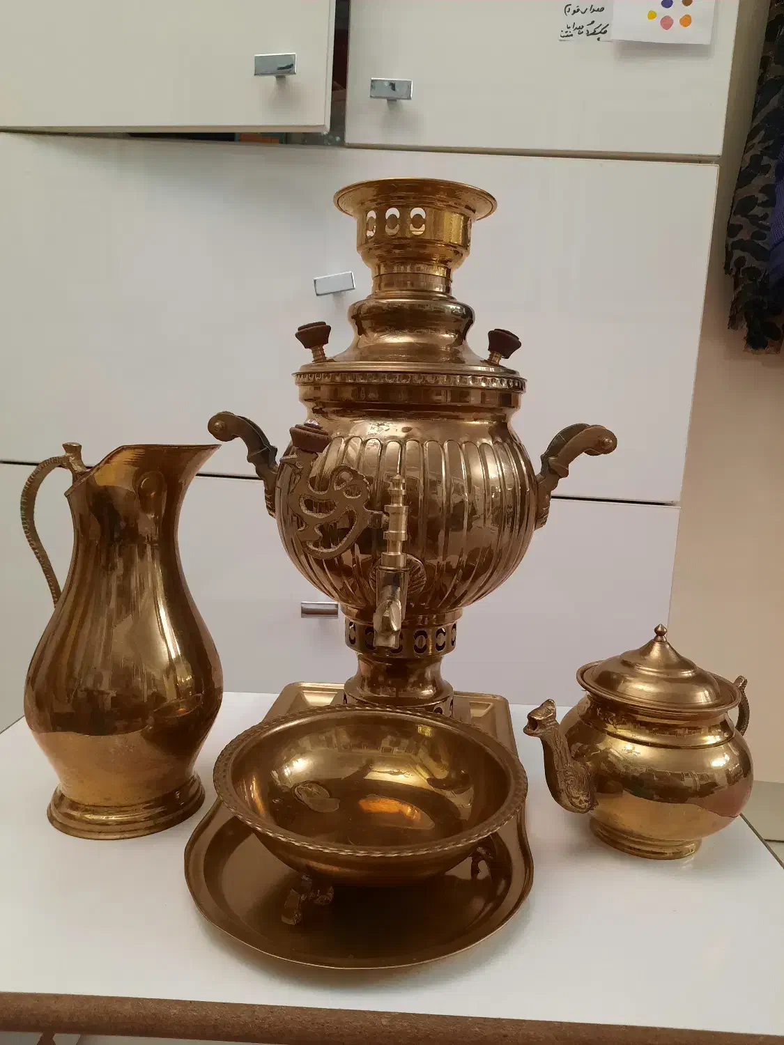 سماور برنجی آنتیک 3لیتری|کلکسیون اشیاء عتیقه|تهران, جنت‌آباد مرکزی|دیوار