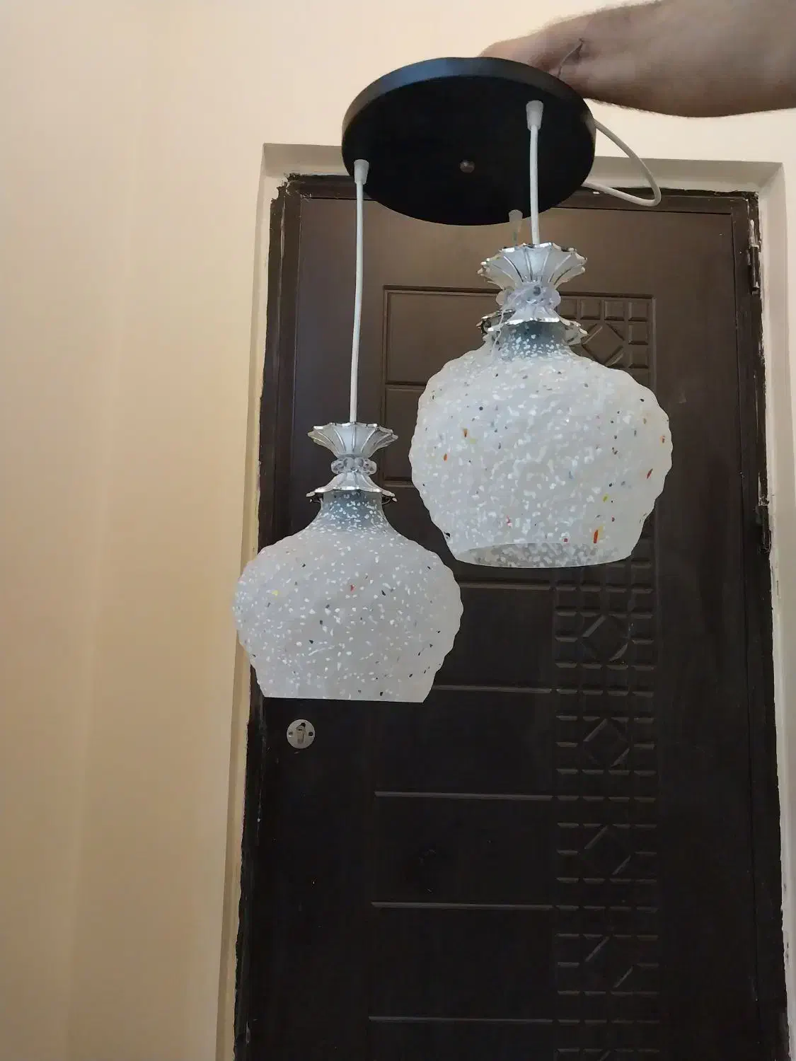 لوستر سه شاخه کریستال|لوستر و چراغ آویز|ری, شهید بهشتی|دیوار