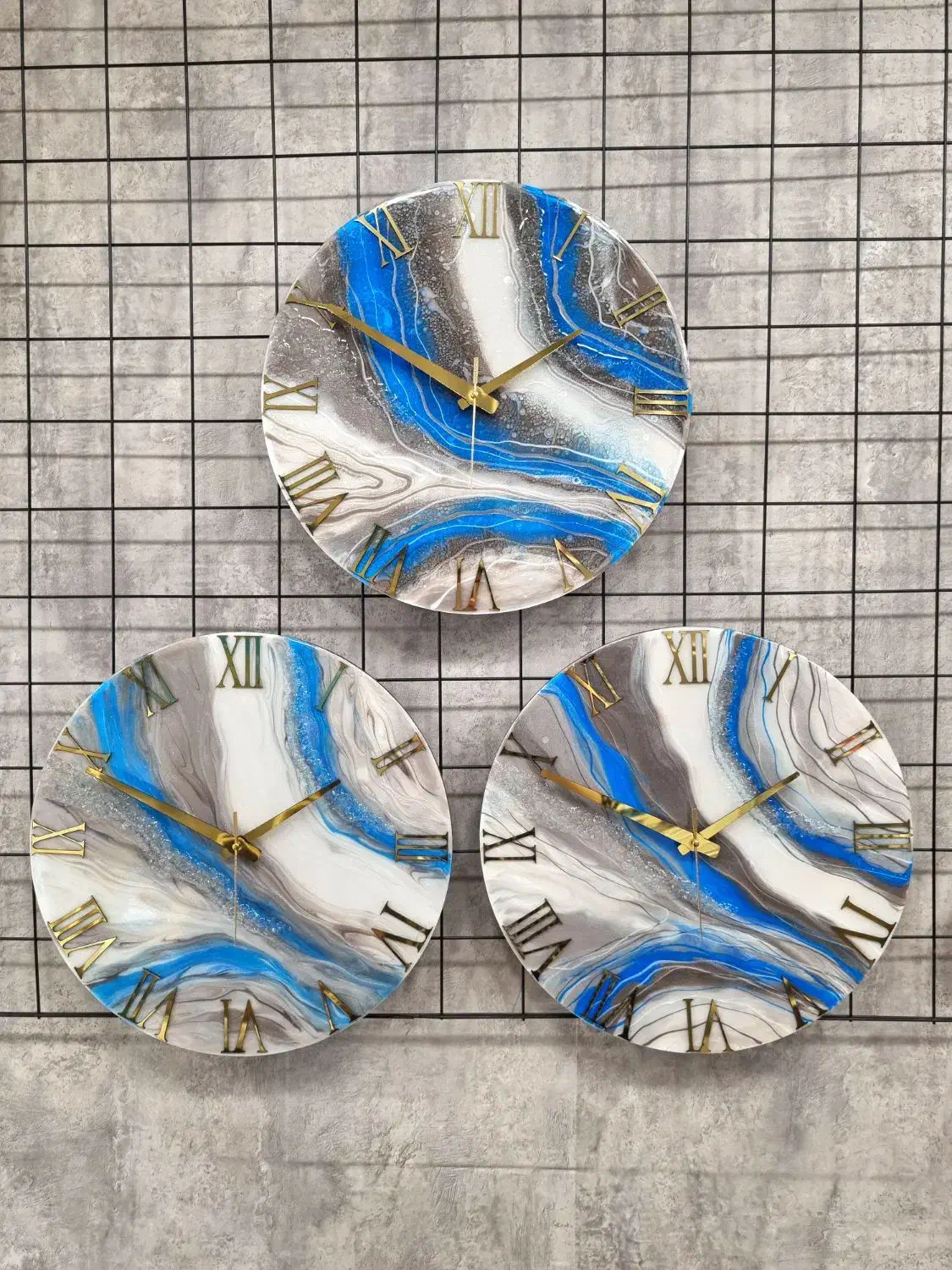 ساعت دیواری با رگه های آبی|ساعت دیواری و تزئینی|رشت, رشتیان|دیوار