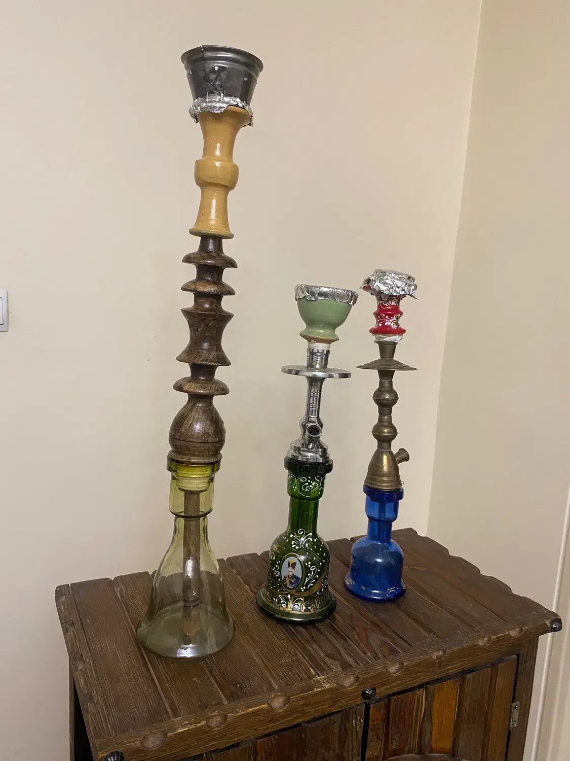 قلیان برنجی و چوبی|صنایع دستی و سایر لوازم تزئینی|ری, دولتآباد|دیوار