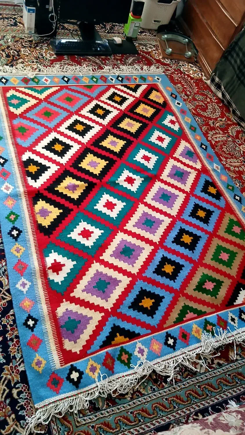 گلیم دستباف کُرک|گلیم، جاجیم، گبه|سنندج, |دیوار