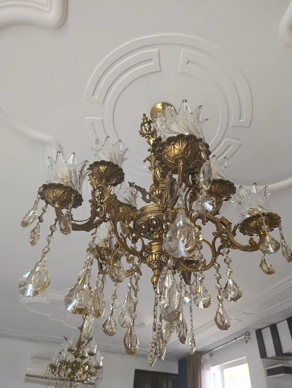 لوستر برنز اصل باساعت|لوستر و چراغ آویز|کنگاور, |دیوار