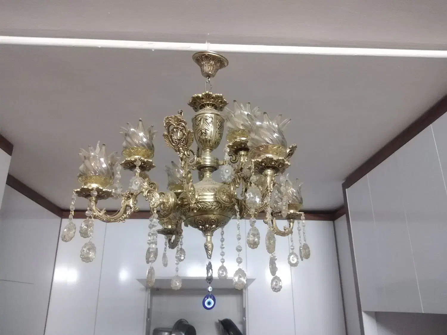 لوستر برنجی|لوستر و چراغ آویز|بیرجند, |دیوار