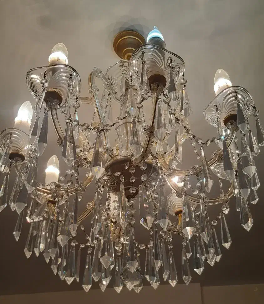 لوستر برنز و کریستال لاکچری اصل آنتیک قدیمی کلاسیک|لوستر و چراغ آویز|مشهد, جنت|دیوار