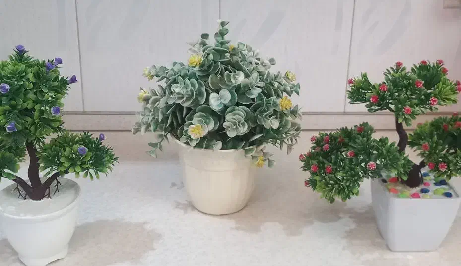 ۳ عدد گلدان گل مصنوعی بنسای و شمشاد|گل مصنوعی|تهران, پونک|دیوار