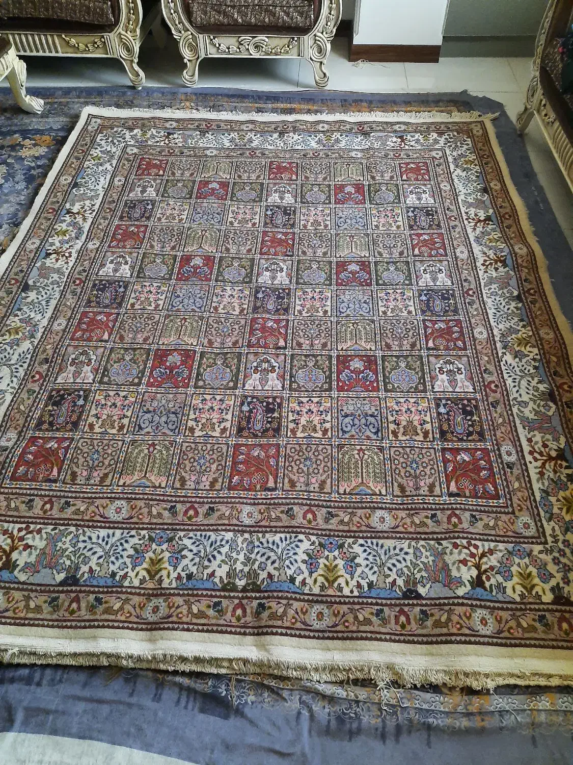 قالی نو دستبافت خشتی ۲در۲.۵۰خوشگل بارنگهای شاد|فرش|قم, زنبیل آباد|دیوار