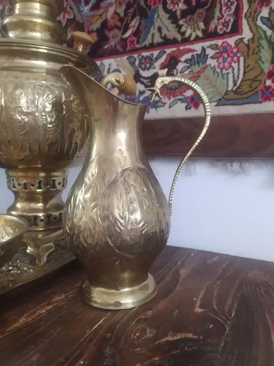 سماور ذغالی برنجی|کلکسیون اشیاء عتیقه|اراک, |دیوار