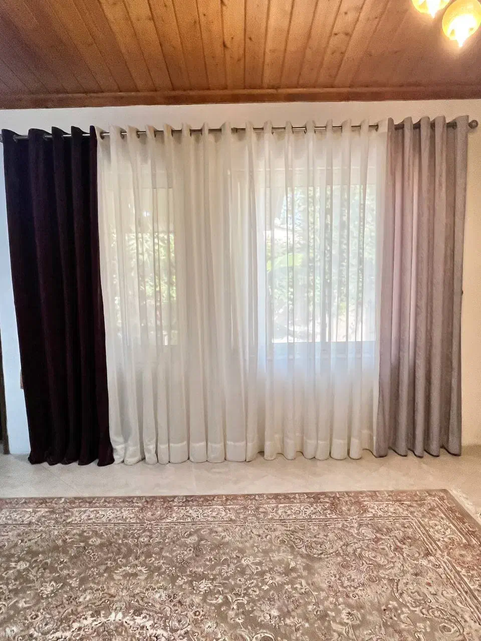 پرده با میل پرده عرض سه متر ارتفاع ۲متر ۳۰|پرده، رانر، رومیزی|نور, |دیوار