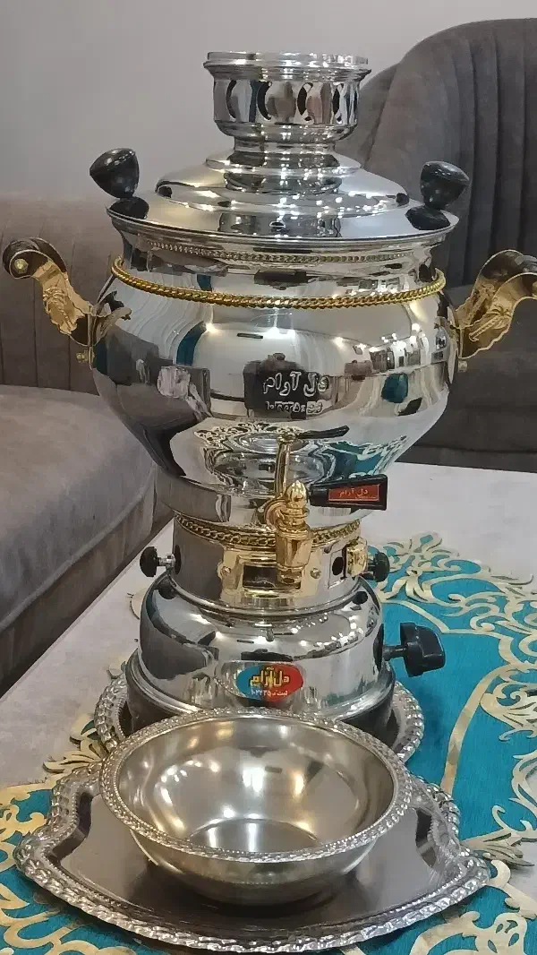 سماور گازی نونو با سینی و کاسه|سماور، چای‌ساز، قهوه‌ساز|تهران, افسریه شمالی|دیوار