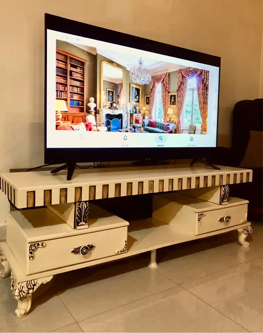میز تلوزیون چوبی نئوکلاسیک|میز تلویزیون|نور, |دیوار