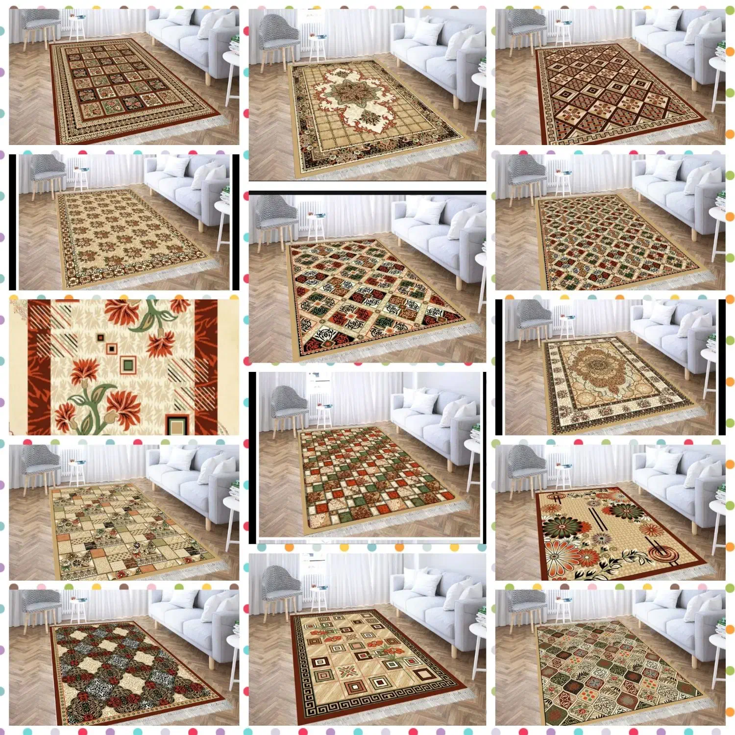 انواع گلیم فرش کاشان با رنگبندی دودی طوسی بادامی|فرش|قم, نیروگاه|دیوار