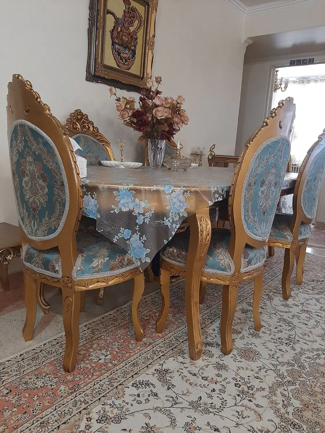 مبل ناهارخوری استیل چوب راش یسیار سالم و محکم|میز و صندلی غذاخوری|تهران, نیروی هوایی (پیروزی)|دیوار