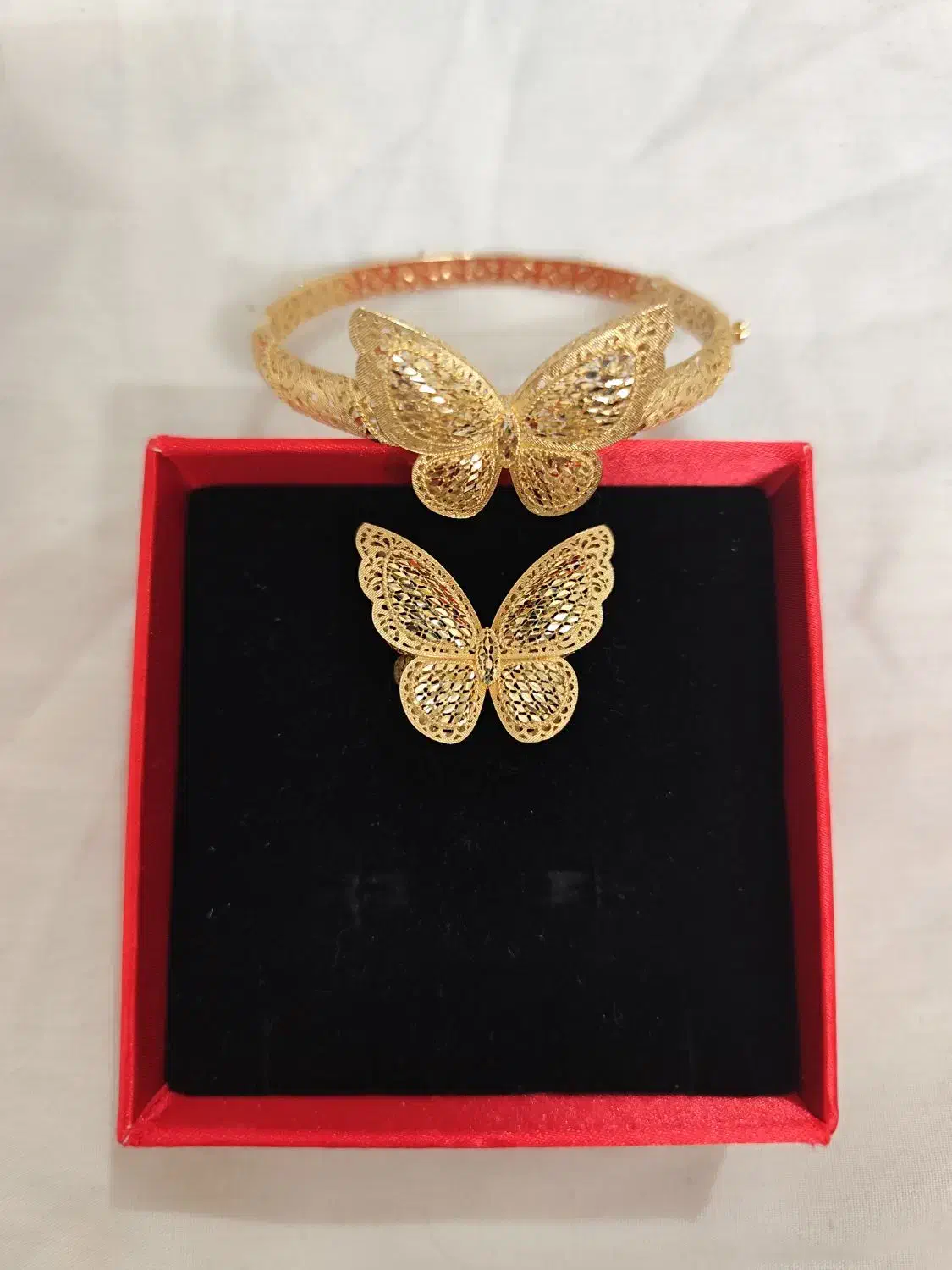 ست دستبند و انگشتر پروانه طلا نوی نو|جواهرات|کاشان, بازار کاشان|دیوار