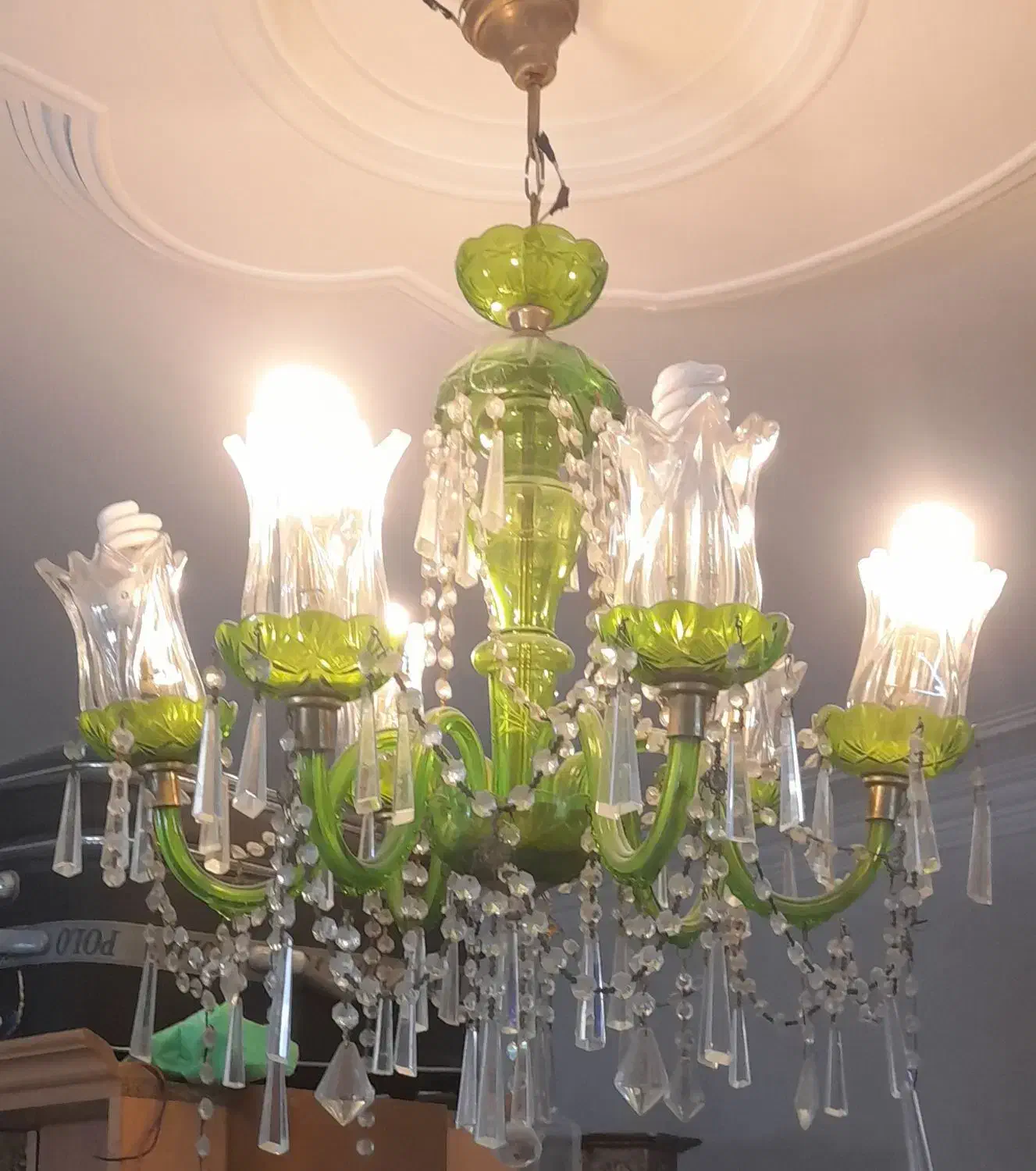 لوستر ۶ شعله سبز|لوستر و چراغ آویز|تهران, دولاب|دیوار