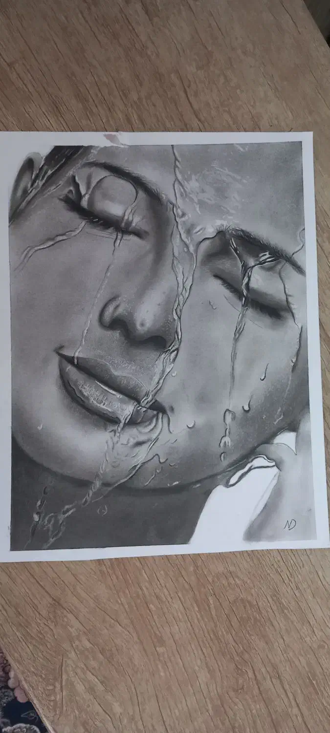 تابلو نقاشی سیاهقلم، رنگ روغن ...|تابلو، نقاشی، عکس|کرمان, |دیوار