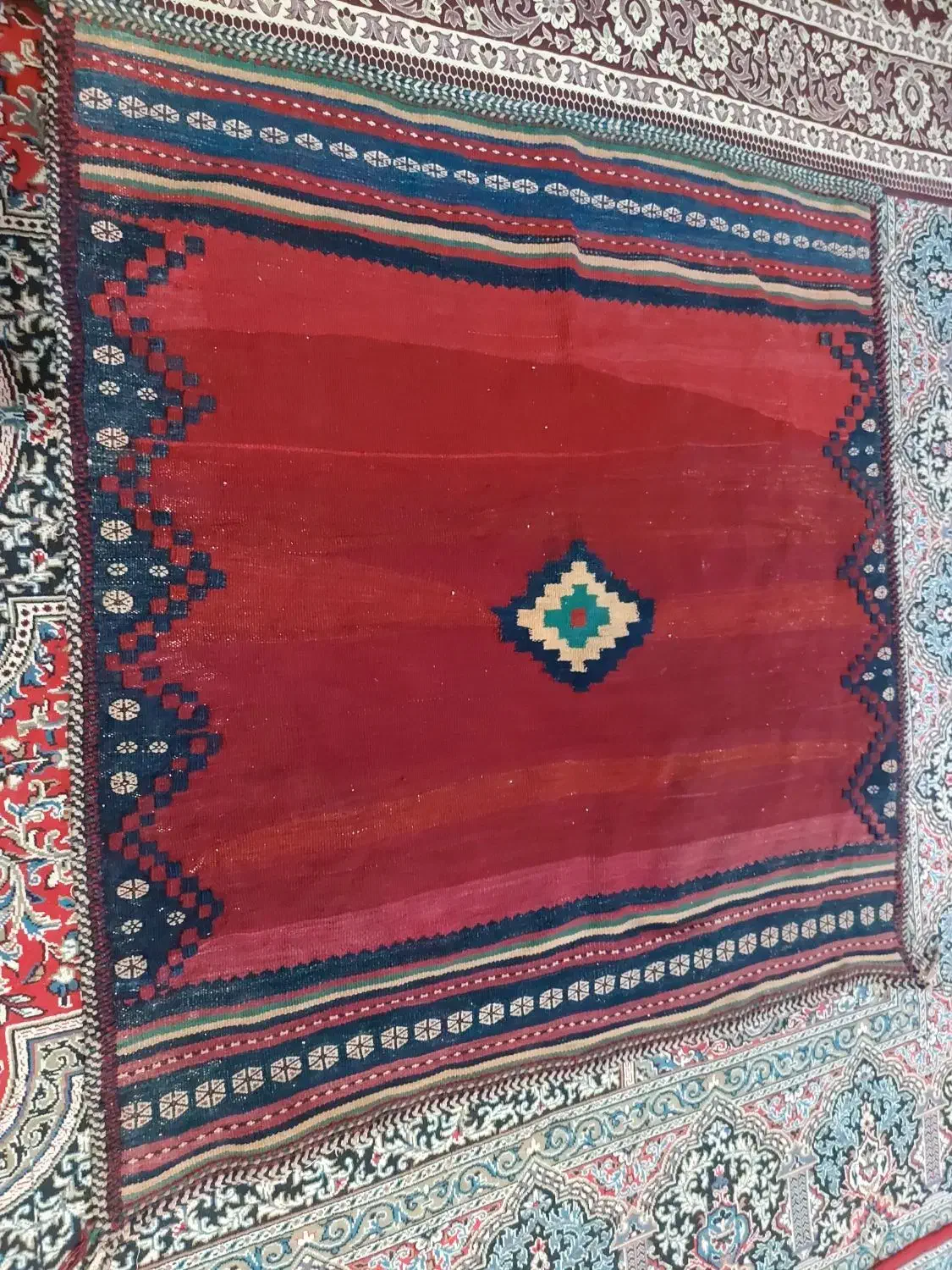 گلیم دستباف قدیمی|گلیم، جاجیم، گبه|کرمان, |دیوار