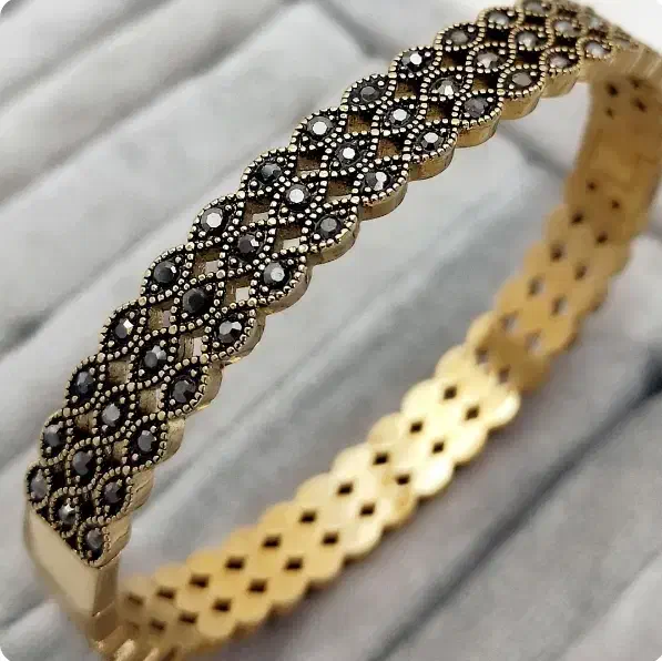 دستبند النگویی سیاه قلم اصل رنگ صد در صد ثابت|بدلیجات|سراب, |دیوار