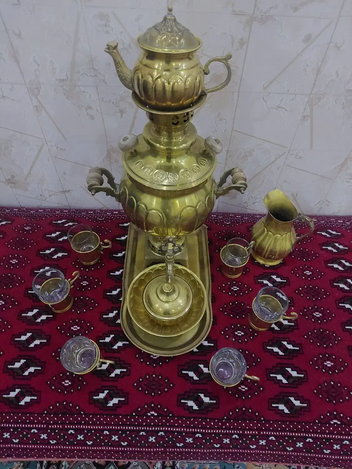 سماور دکوری برنجی|صنایع دستی و سایر لوازم تزئینی|رودهن, |دیوار