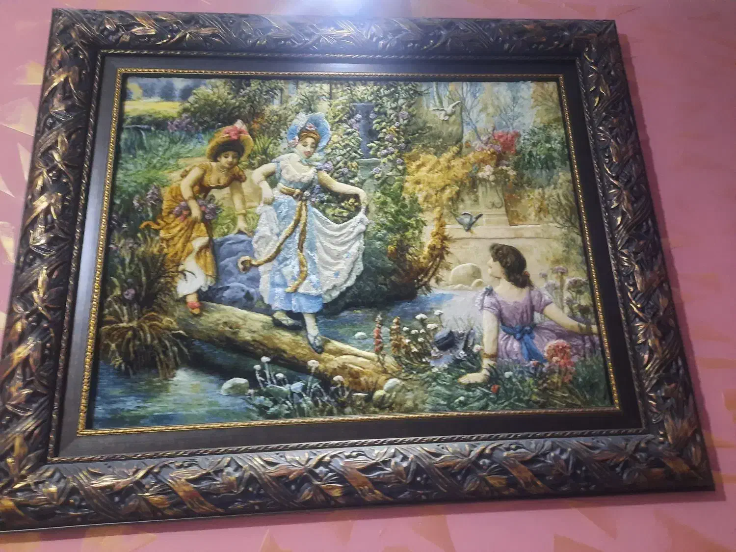 تابلو فرش دستباف طرح گردش در قصر|تابلو فرش|شهرکرد, |دیوار