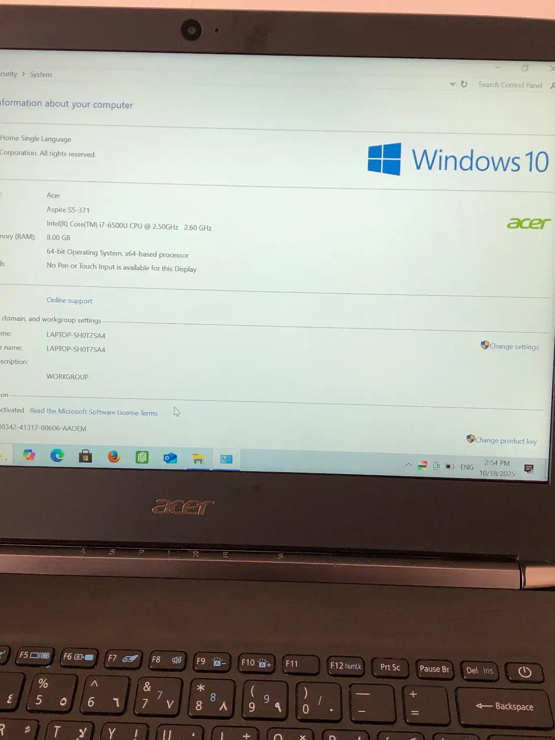 ACER SPIRE فوق اسلیم کورای سون رم۸ هارد اس اس دی|رایانه همراه|مشهد, طلاب|دیوار