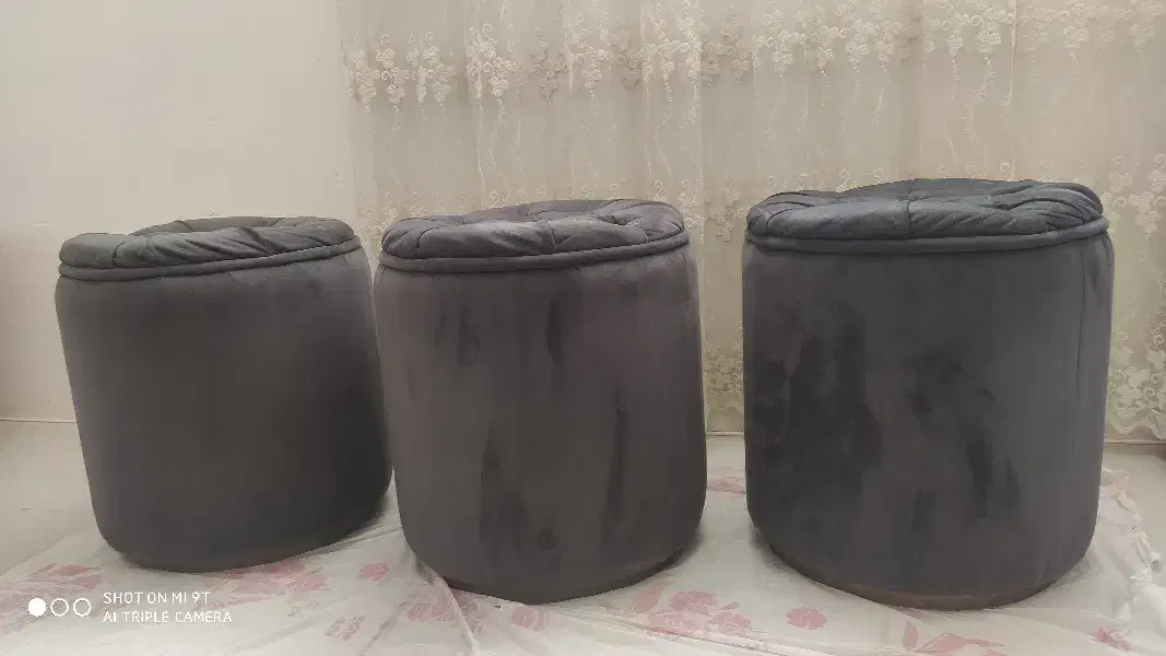 پاف با پارچه رویه مخملی طوسی با متریال درجه یک|مبلمان خانگی و میز عسلی|قم, پشت انبار نفت|دیوار