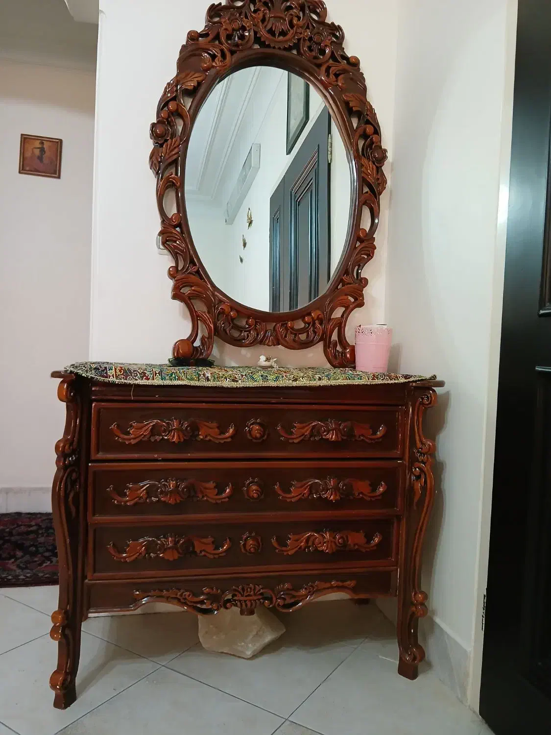 تخت میز آرایش چوب راش|تخت و سرویس خواب|قم, بکایی|دیوار