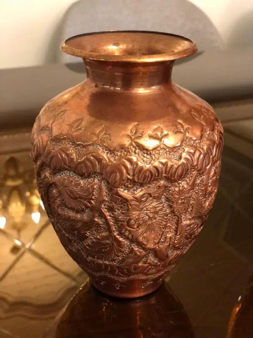 گلدان قلمکاری شده مسی|صنایع دستی و سایر لوازم تزئینی|ارومیه, |دیوار