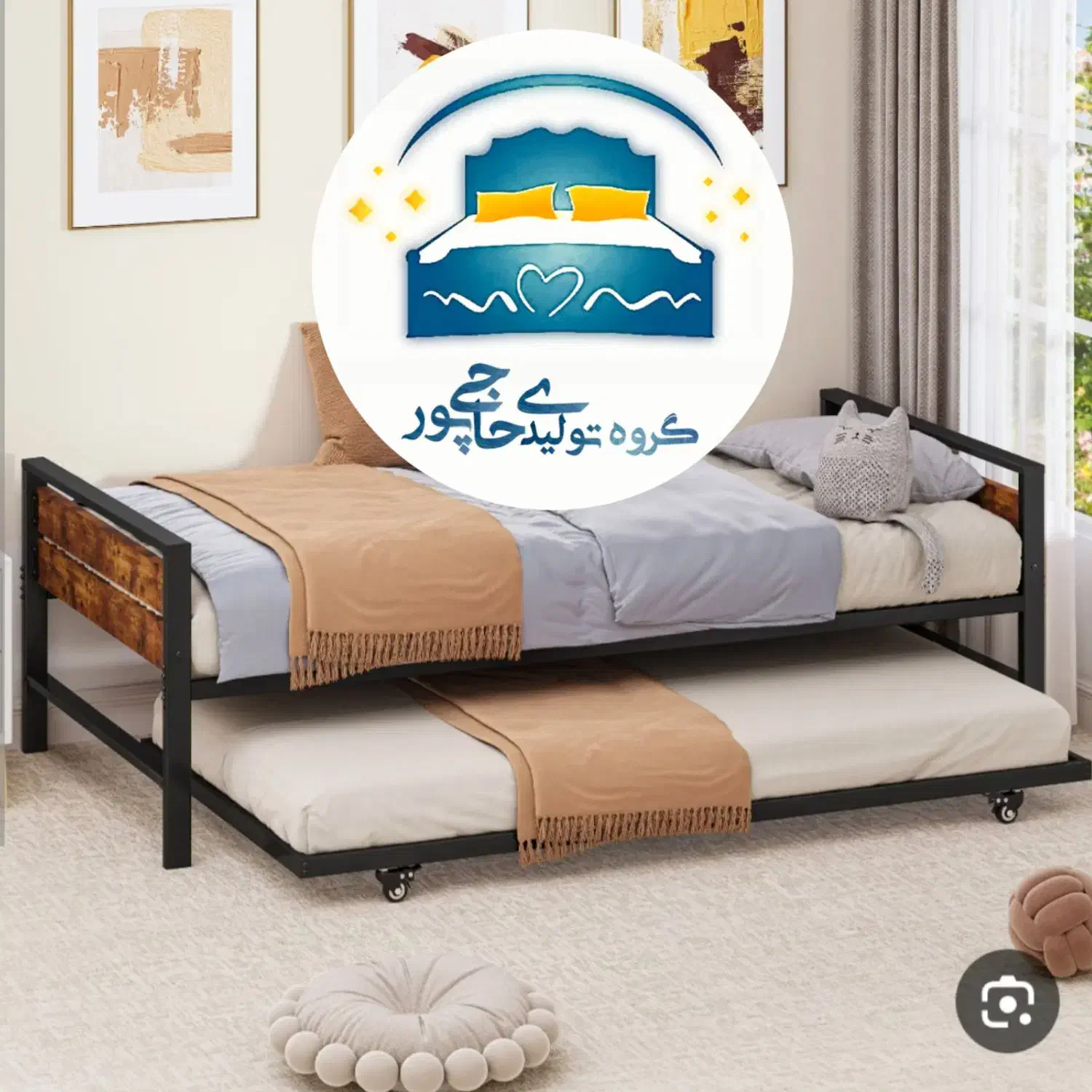 تختخواب دوطبقه۲دو طبقه(میزبان مهمان)دونفره فلزوچوب|تخت و سرویس خواب|مشهد, حسین‌آباد|دیوار