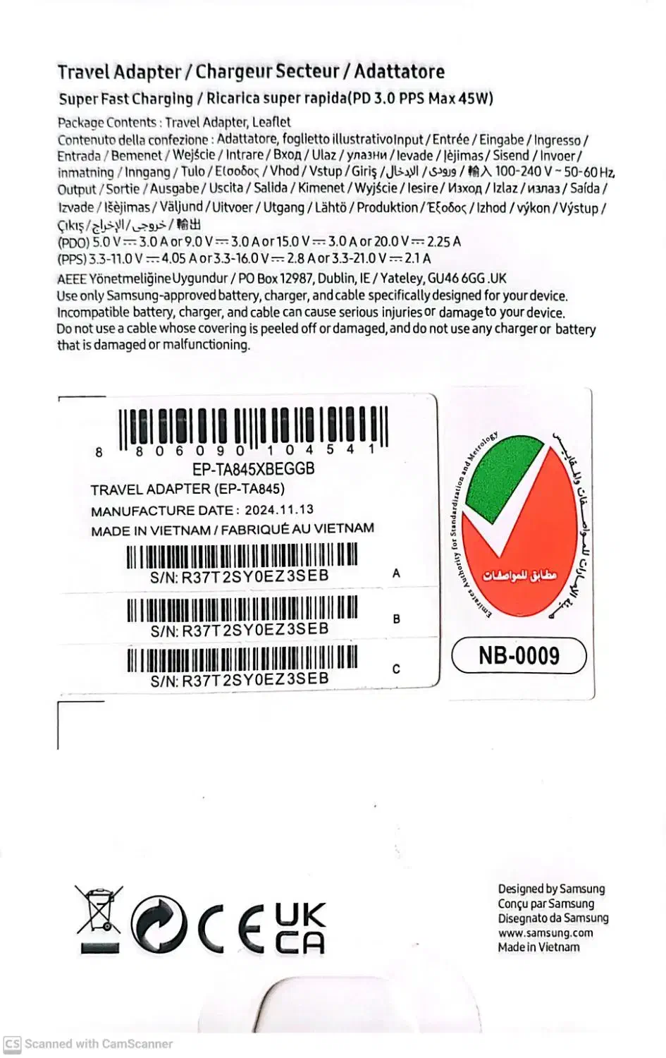 شارژر 45W سامسونگTC/3PIN/45W/ORG100%|لوازم جانبی موبایل و تبلت|تهران, باشگاه نفت|دیوار