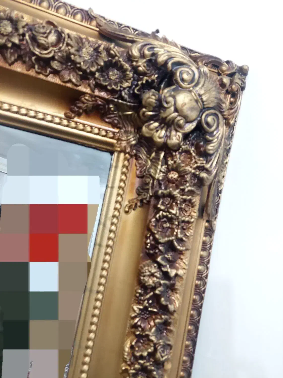 اینه قدی کنده کاری شده طلایی|آینه|آستانه اشرفیه, |دیوار