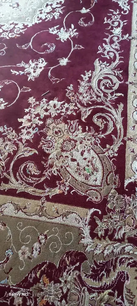 یک جفت فرش ۱۲ متری زرشکی گل برجسته|فرش|مشهد, نیزه|دیوار