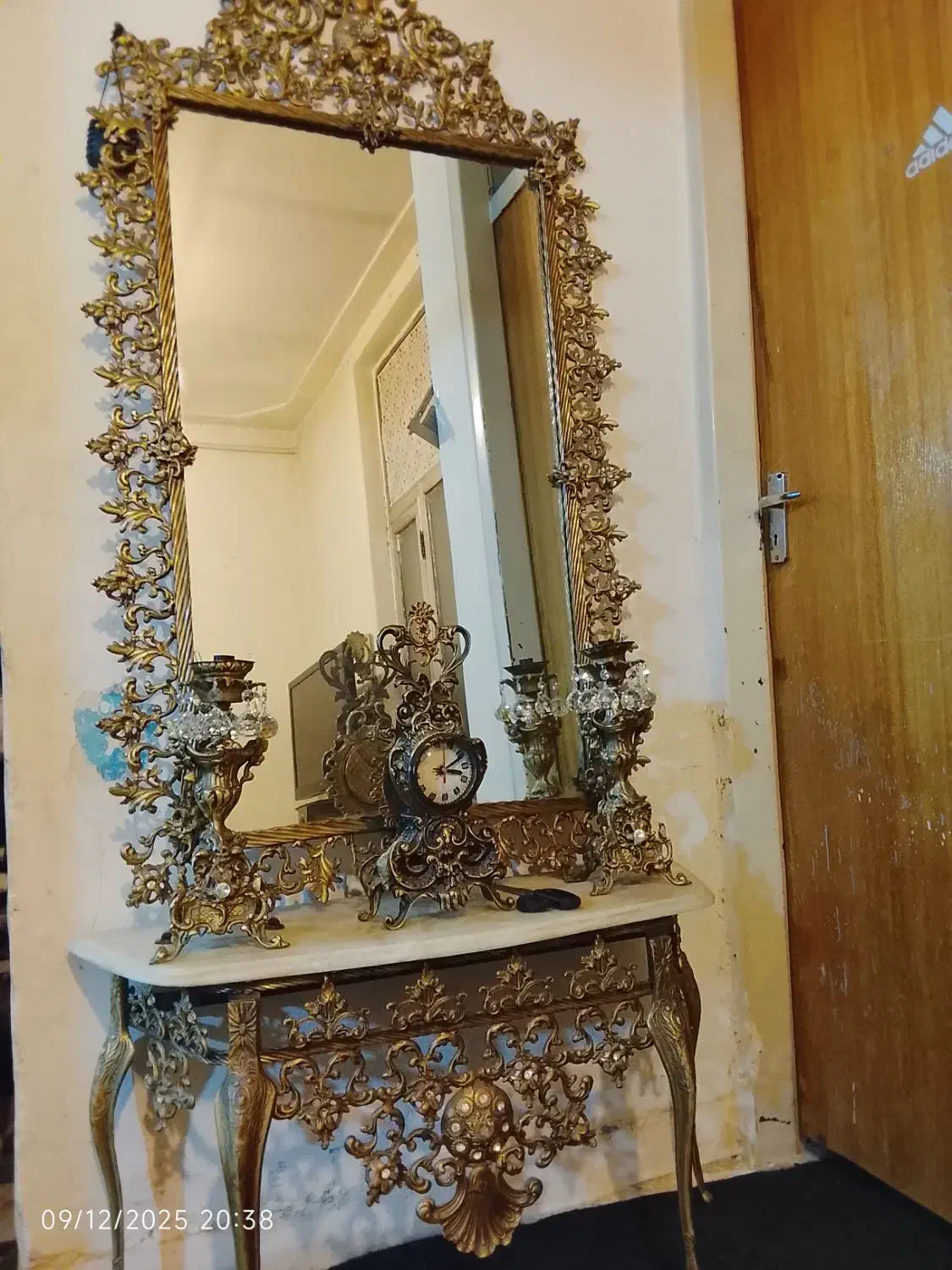 آینه شمعدان بُرنز|صنایع دستی و سایر لوازم تزئینی|کرمانشاه, |دیوار