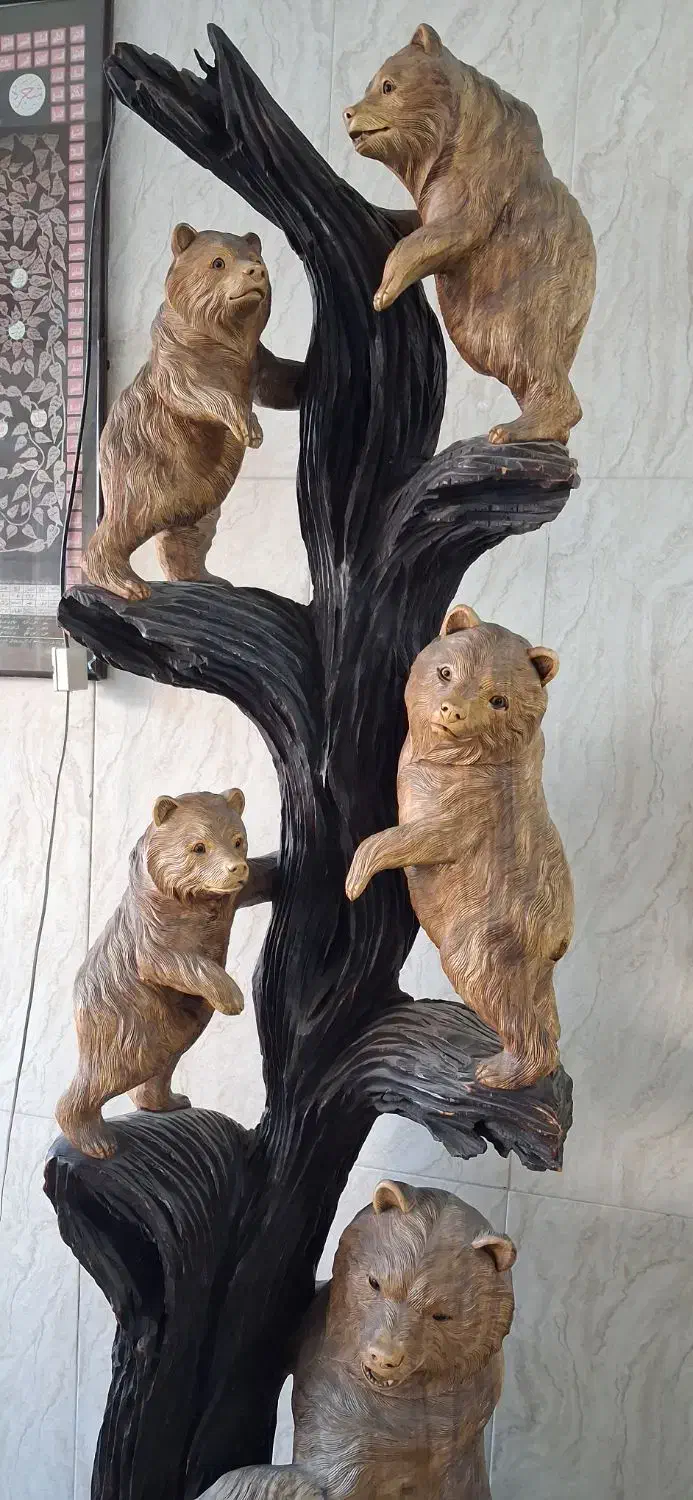 مجسمه خرسهای چوبی کلکسیونی کمیاب|مجسمه، تندیس، ماکت|قدس, شهر‌قدس|دیوار