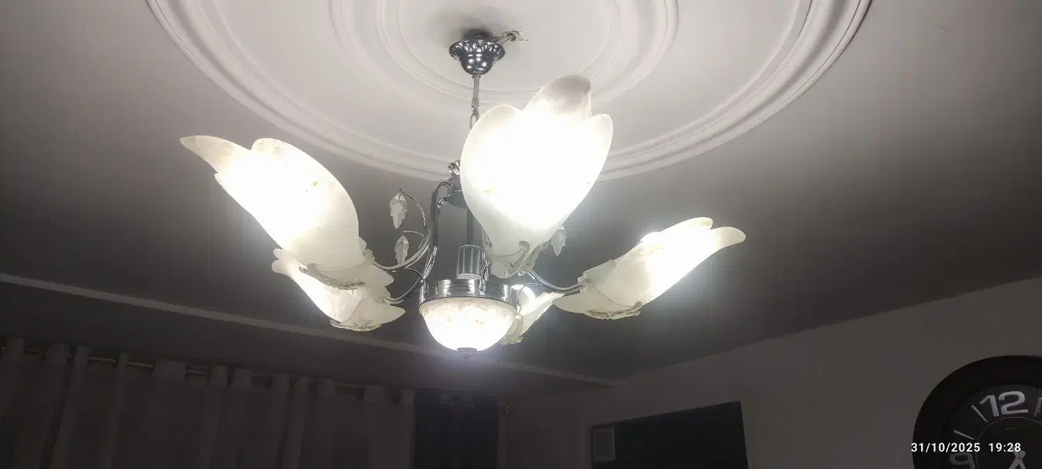 لوستر ۵ شعله سالم و در حد نو|لوستر و چراغ آویز|آبیک, |دیوار