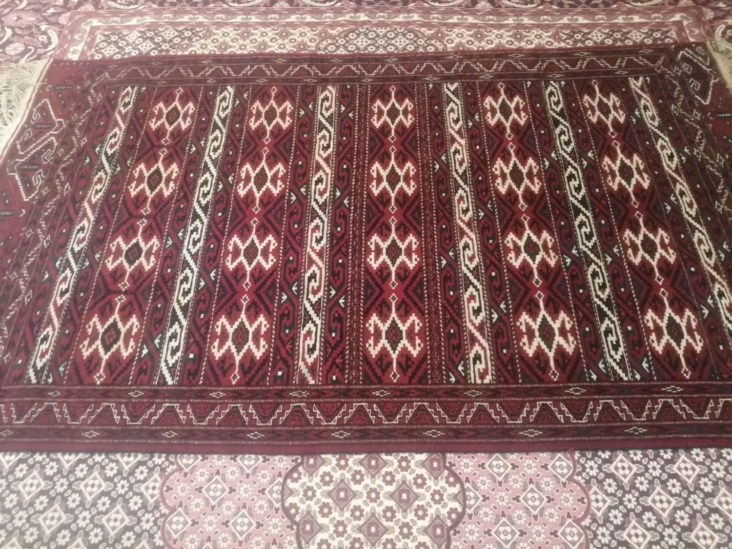 فرش دستباف، الیاف تمام رنگبندی شده بارنگ گیاهی|فرش|گنبد کاووس, |دیوار