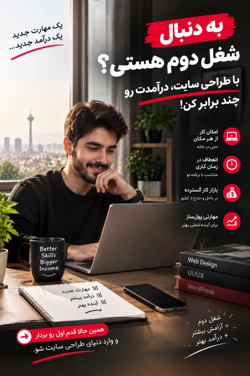 دنبال شغل دومی (آموزش طراحی وبسایت|استخدام رایانه و فناوری اطلاعات|تهران, شهرک آزمایش|دیوار