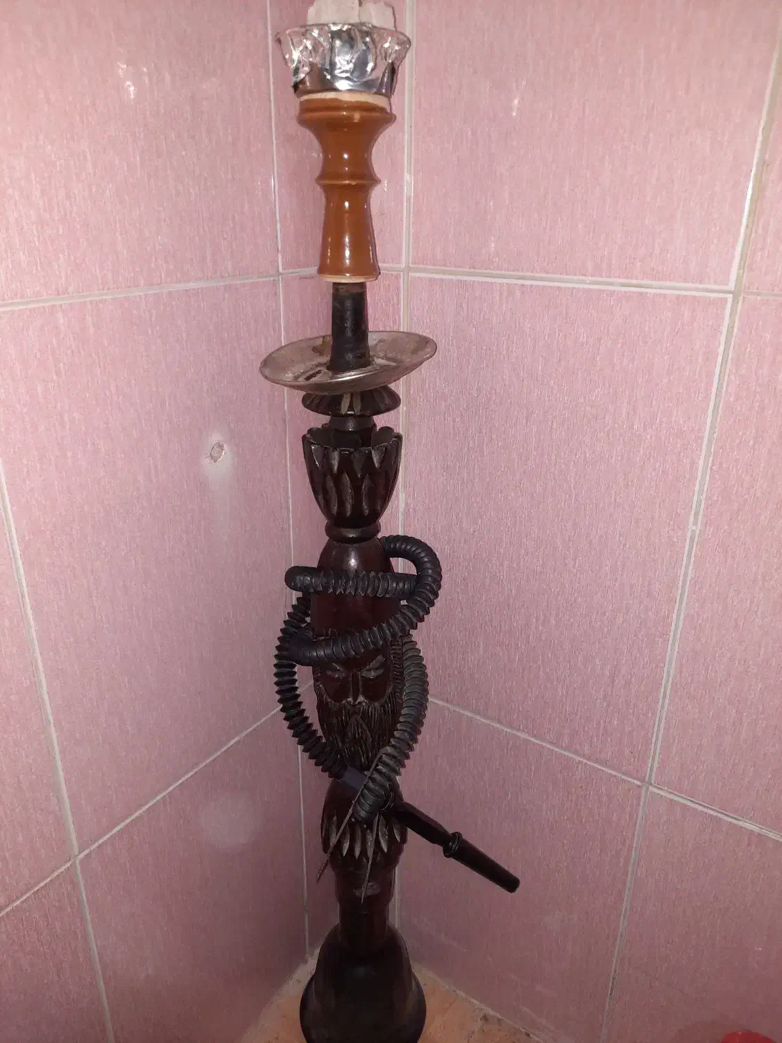 قلیون رخ دار قدیمی|صنایع دستی و سایر لوازم تزئینی|گنبد کاووس, |دیوار